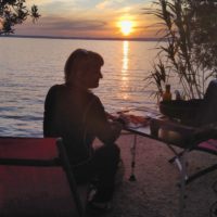 Kochen bei Sonnenuntergang